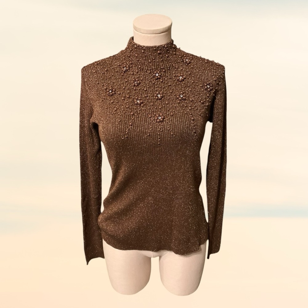 Vintage 90’s Beaded Sweater By Lauren Michelle Sz S
